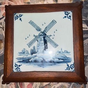 Vintage Blue Tile Pot Holder